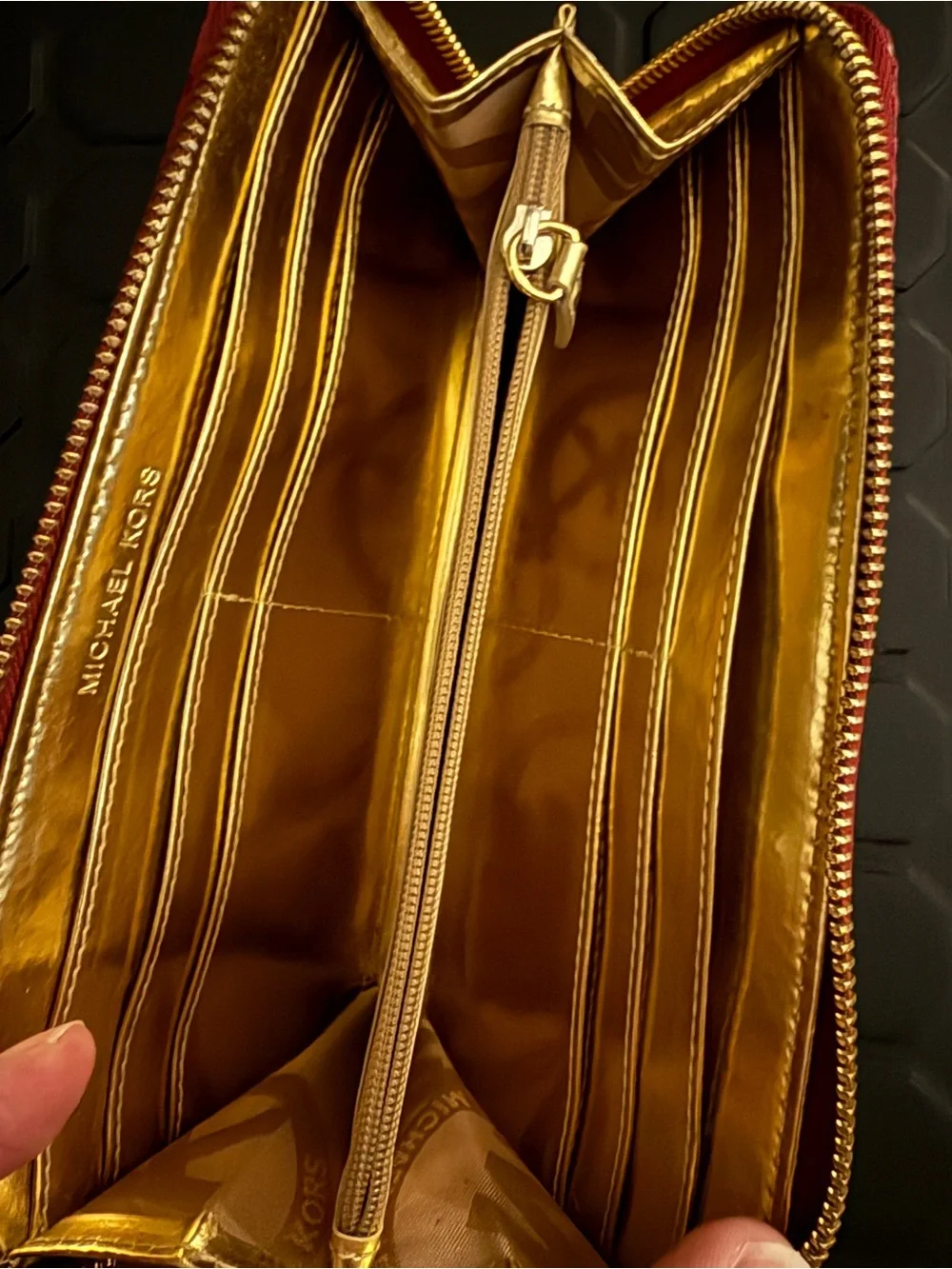 Michael Kors Pink Snake-Embossed Zip-Around Wallet with Gold Plate